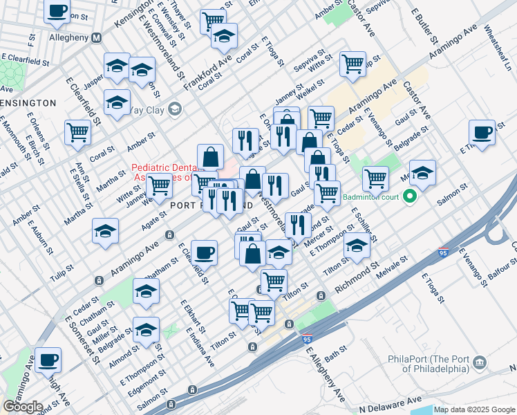 map of restaurants, bars, coffee shops, grocery stores, and more near 3279 Chatham Street in Philadelphia