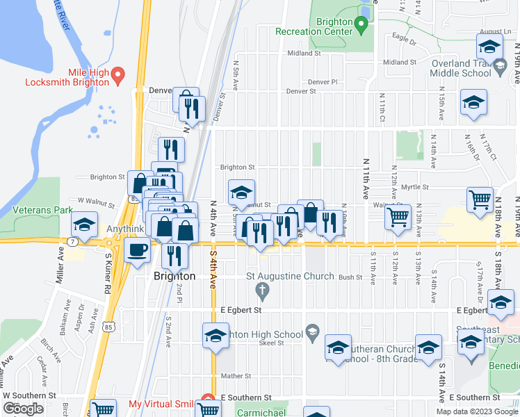 map of restaurants, bars, coffee shops, grocery stores, and more near 94 North 6th Avenue in Brighton