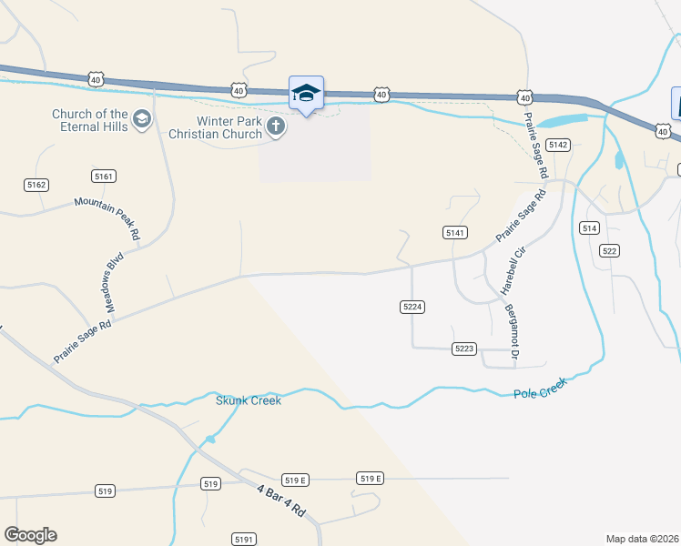 map of restaurants, bars, coffee shops, grocery stores, and more near County Road 5221 in Tabernash