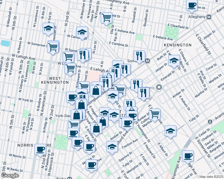 map of restaurants, bars, coffee shops, grocery stores, and more near in Philadelphia