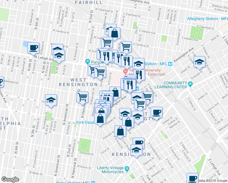 map of restaurants, bars, coffee shops, grocery stores, and more near 2537 North Lee Street in Philadelphia