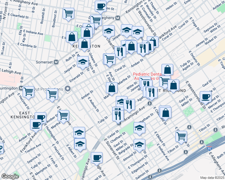 map of restaurants, bars, coffee shops, grocery stores, and more near 2145 Bellmore Street in Philadelphia