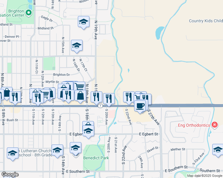 map of restaurants, bars, coffee shops, grocery stores, and more near 1933 East Bridge Street in Brighton