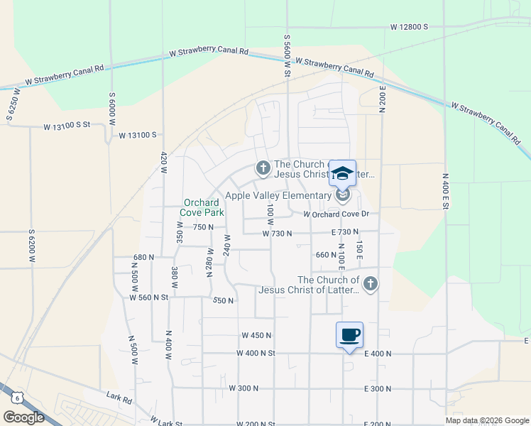 map of restaurants, bars, coffee shops, grocery stores, and more near 112 West 770 North in Santaquin