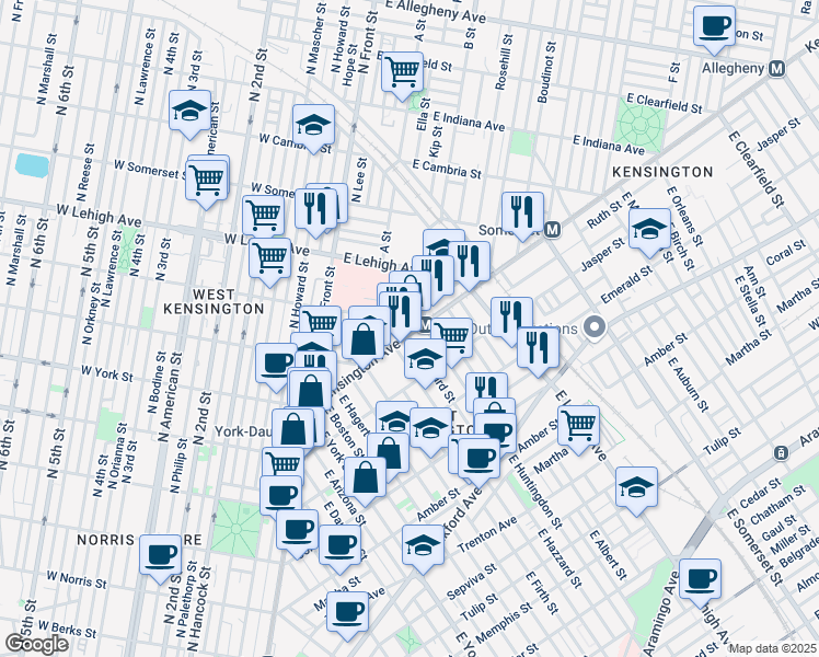 map of restaurants, bars, coffee shops, grocery stores, and more near in Philadelphia