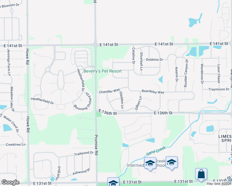 map of restaurants, bars, coffee shops, grocery stores, and more near 11085 Chandler Way in Fishers
