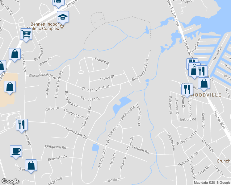 map of restaurants, bars, coffee shops, grocery stores, and more near 5 Oak Glen Road in Toms River