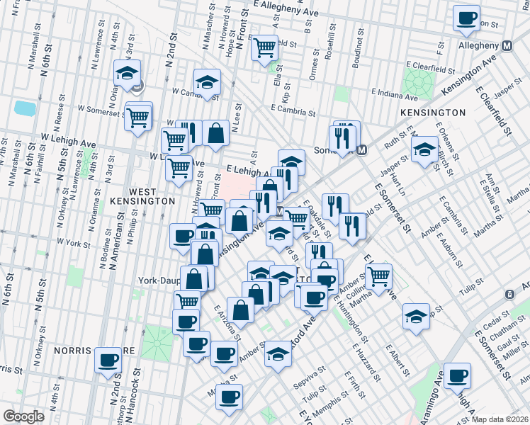 map of restaurants, bars, coffee shops, grocery stores, and more near in Philadelphia