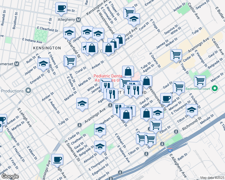 map of restaurants, bars, coffee shops, grocery stores, and more near 3139 Tulip Street in Philadelphia