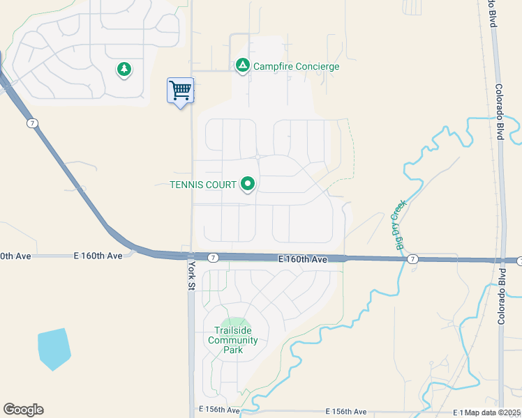map of restaurants, bars, coffee shops, grocery stores, and more near 16068 Elizabeth Street in Thornton