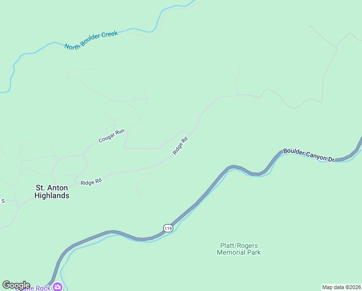 map of restaurants, bars, coffee shops, grocery stores, and more near 3982 Ridge Road in Nederland