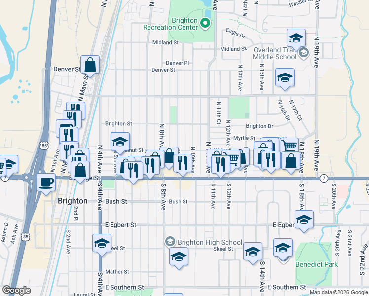 map of restaurants, bars, coffee shops, grocery stores, and more near 94 North 9th Avenue in Brighton
