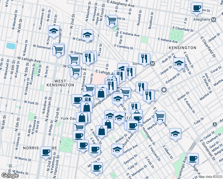 map of restaurants, bars, coffee shops, grocery stores, and more near in Philadelphia