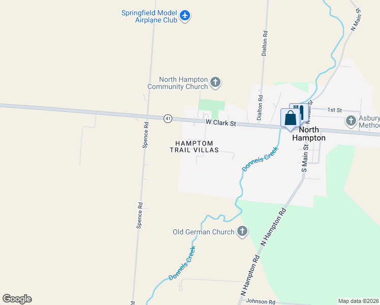 map of restaurants, bars, coffee shops, grocery stores, and more near 282 Hampton Trail in Springfield