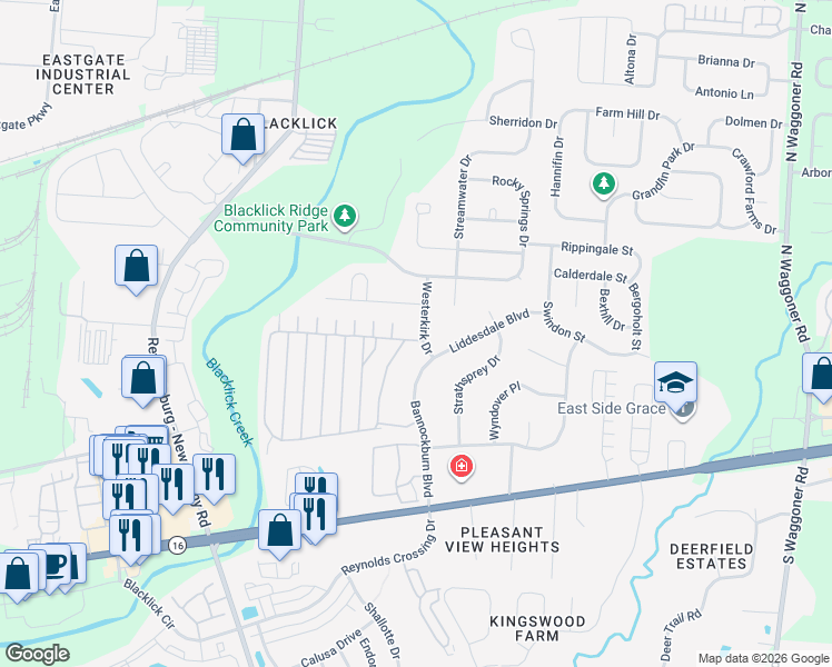 map of restaurants, bars, coffee shops, grocery stores, and more near 244 Glenkirk Drive in Columbus