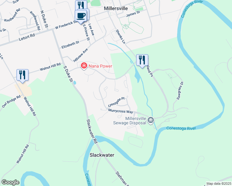 map of restaurants, bars, coffee shops, grocery stores, and more near 341 Windgate Court in Millersville