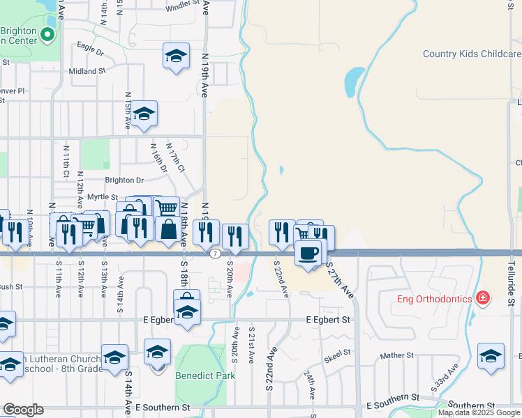 map of restaurants, bars, coffee shops, grocery stores, and more near 2151 East Bridge Street in Brighton
