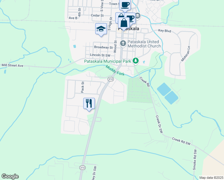 map of restaurants, bars, coffee shops, grocery stores, and more near 500 Wolfsbane Drive in Pataskala