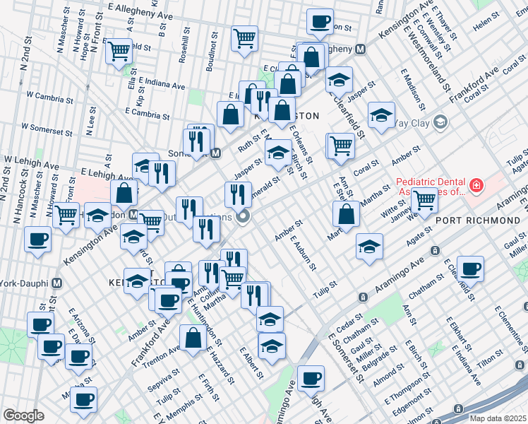map of restaurants, bars, coffee shops, grocery stores, and more near 2817 Frankford Avenue in Philadelphia