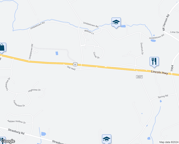 map of restaurants, bars, coffee shops, grocery stores, and more near 5660 Old Highway in Gap