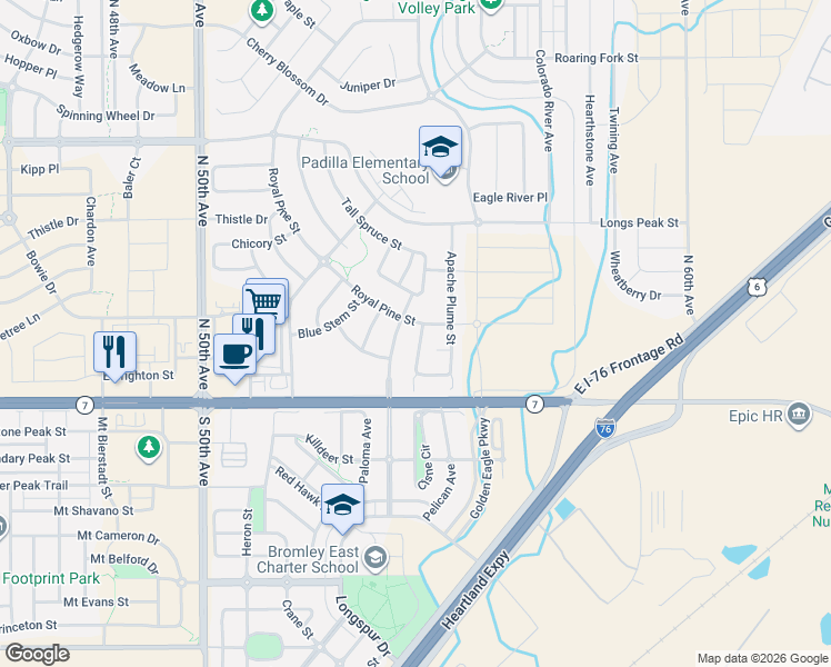 map of restaurants, bars, coffee shops, grocery stores, and more near 146 Apache Plume Court in Brighton