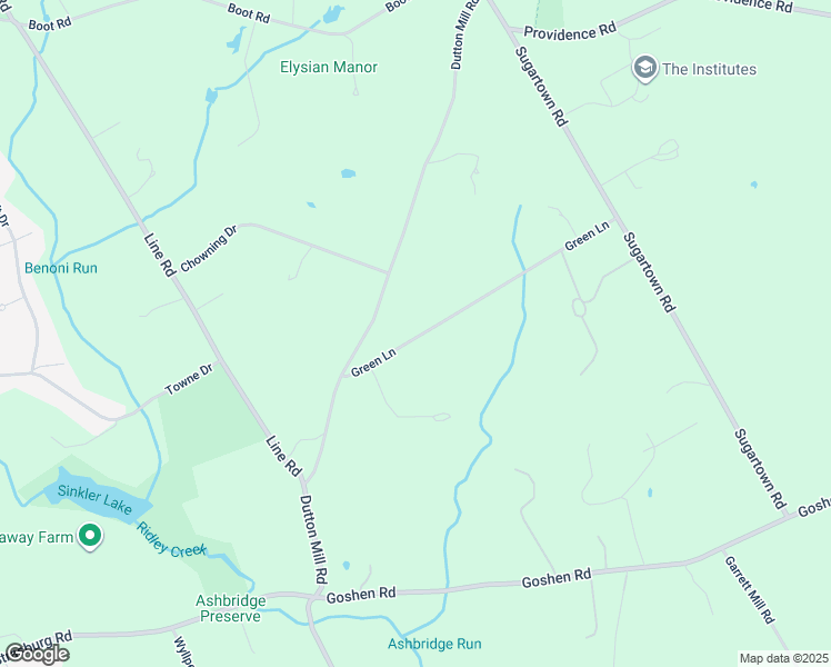 map of restaurants, bars, coffee shops, grocery stores, and more near 42 Green Lane in Malvern