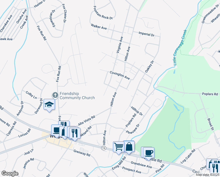 map of restaurants, bars, coffee shops, grocery stores, and more near 3124 Salem Avenue in Dover