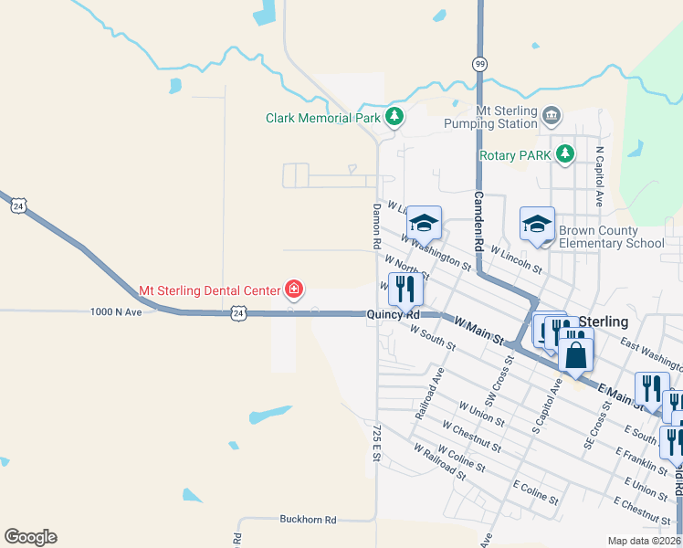 map of restaurants, bars, coffee shops, grocery stores, and more near 106 Damon Road in Mount Sterling