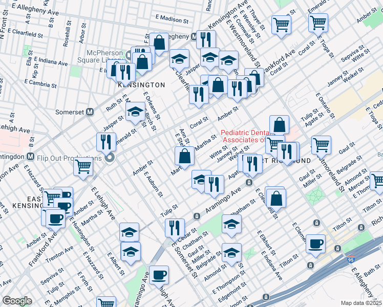 map of restaurants, bars, coffee shops, grocery stores, and more near in Philadelphia