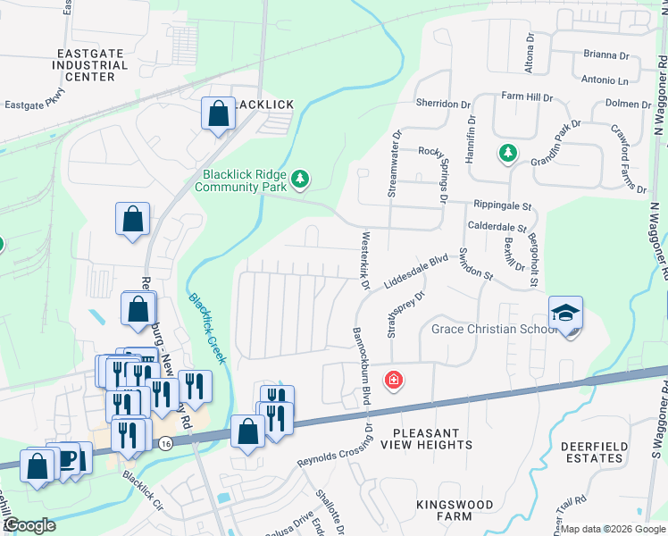 map of restaurants, bars, coffee shops, grocery stores, and more near 7437 Macgeorge Place in Columbus