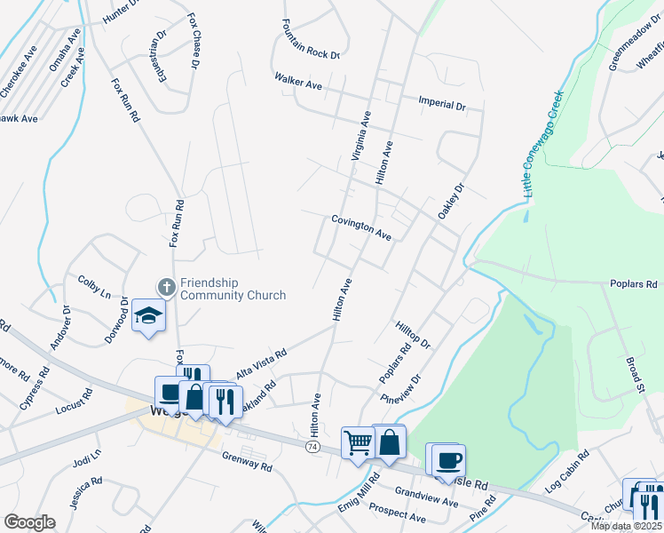 map of restaurants, bars, coffee shops, grocery stores, and more near 3124 Salem Avenue in Dover