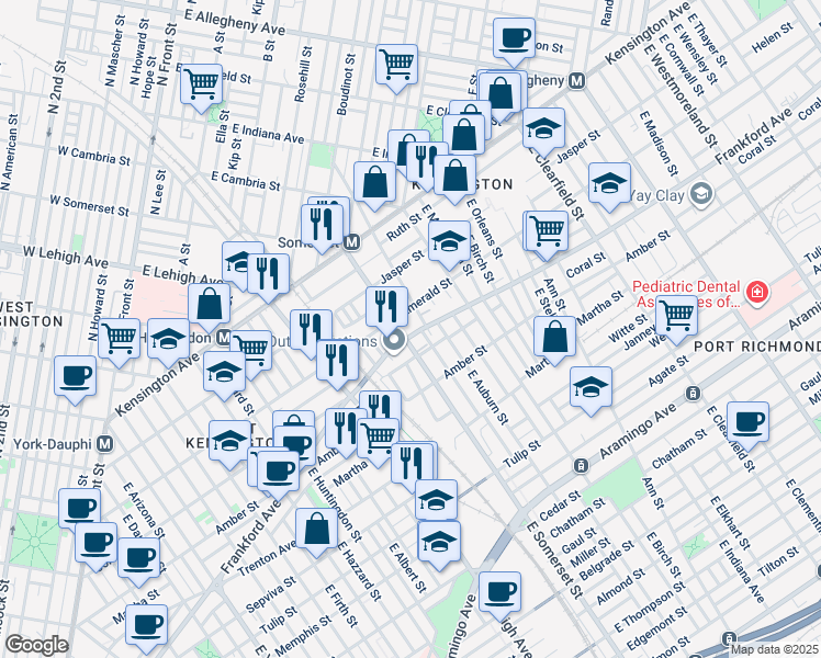 map of restaurants, bars, coffee shops, grocery stores, and more near 2806 Frankford Avenue in Philadelphia