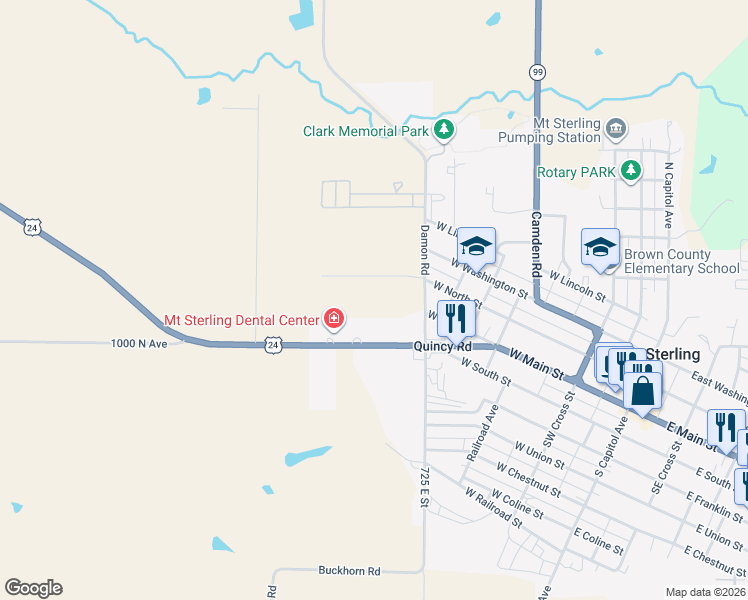 map of restaurants, bars, coffee shops, grocery stores, and more near 106 Damon Road in Mount Sterling