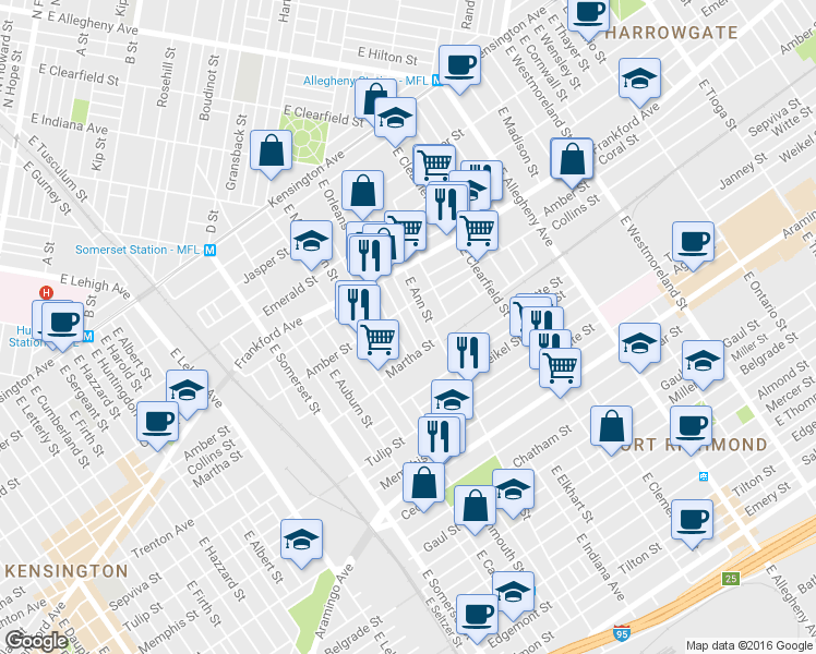 map of restaurants, bars, coffee shops, grocery stores, and more near 2113 Bellmore Street in Philadelphia