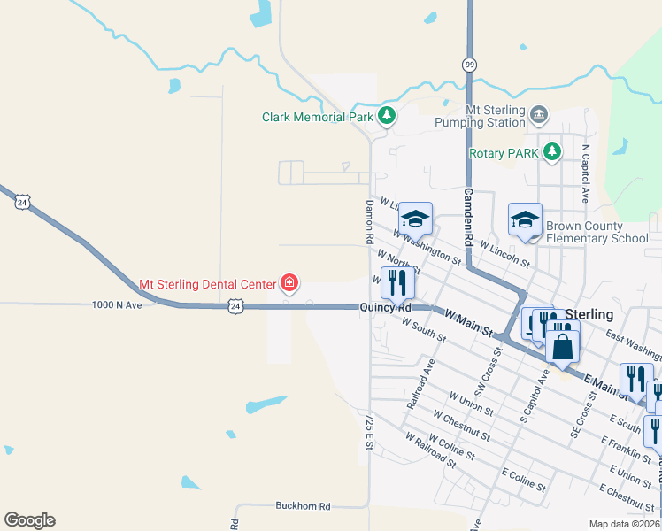 map of restaurants, bars, coffee shops, grocery stores, and more near 106 Damon Road in Mount Sterling