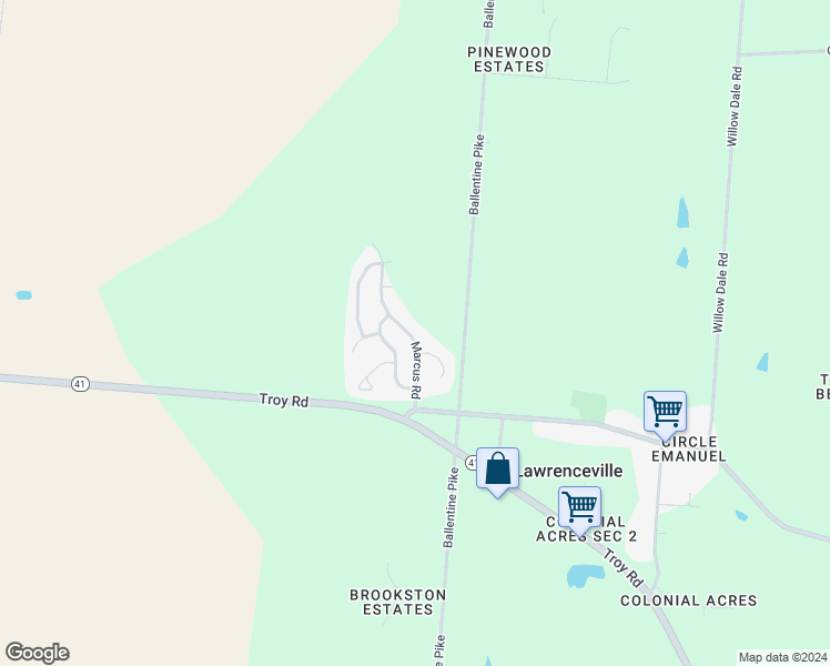 map of restaurants, bars, coffee shops, grocery stores, and more near 4100 Troy Road in Springfield