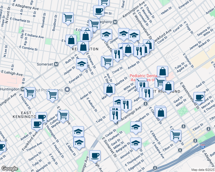 map of restaurants, bars, coffee shops, grocery stores, and more near 2113 Bellmore Street in Philadelphia