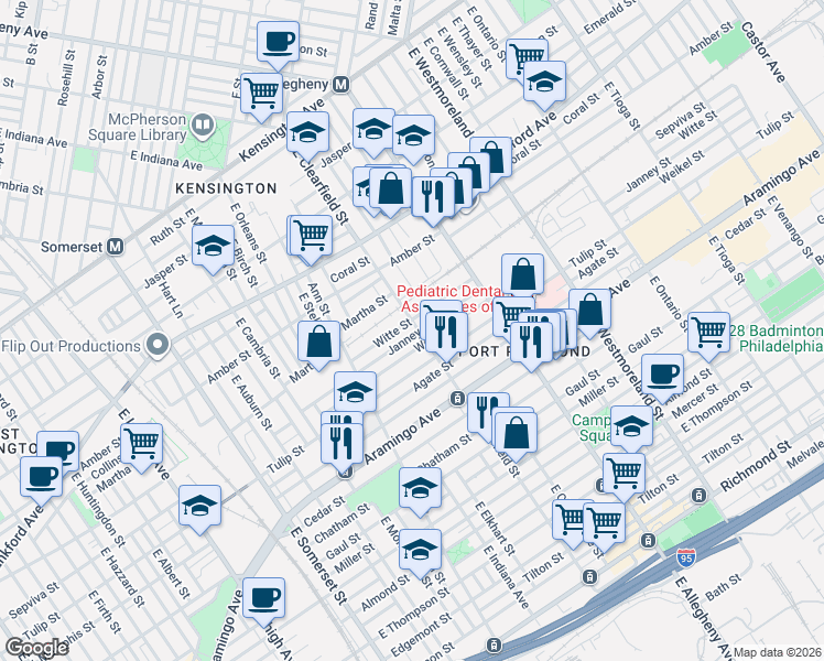 map of restaurants, bars, coffee shops, grocery stores, and more near in Philadelphia