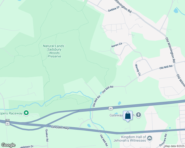 map of restaurants, bars, coffee shops, grocery stores, and more near 175 Old Mill Road in Parkesburg