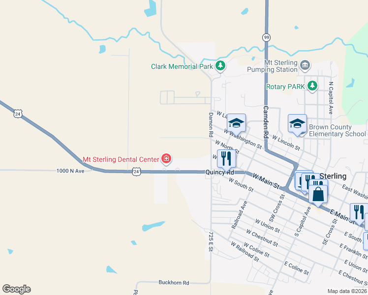 map of restaurants, bars, coffee shops, grocery stores, and more near 106 Damon Road in Mount Sterling