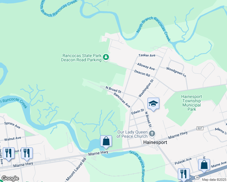 map of restaurants, bars, coffee shops, grocery stores, and more near 514 Rancocas Avenue in Westampton