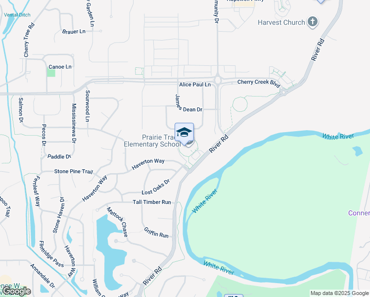 map of restaurants, bars, coffee shops, grocery stores, and more near 14200 River Road in Carmel