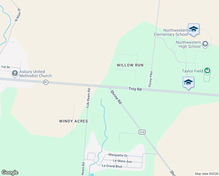 map of restaurants, bars, coffee shops, grocery stores, and more near 3999 Shrine Road in Springfield