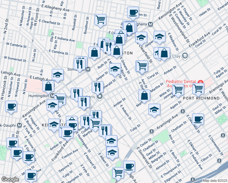 map of restaurants, bars, coffee shops, grocery stores, and more near 2835 Frankford Avenue in Philadelphia