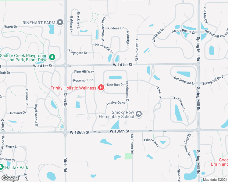 map of restaurants, bars, coffee shops, grocery stores, and more near 974 Deer Lake Drive in Carmel