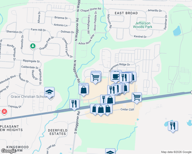 map of restaurants, bars, coffee shops, grocery stores, and more near 246 Bollingen in Blacklick