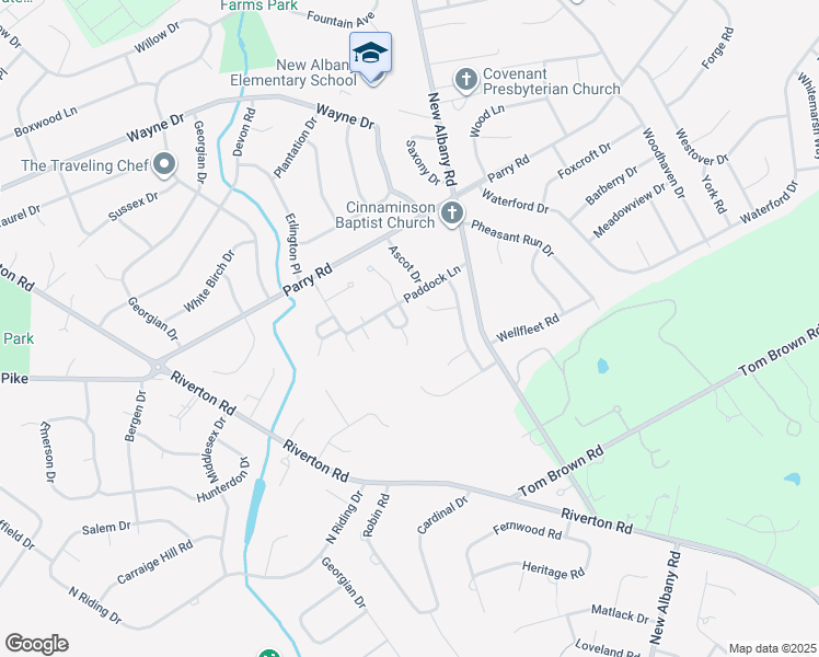 map of restaurants, bars, coffee shops, grocery stores, and more near 1 Kelso Lane in Cinnaminson