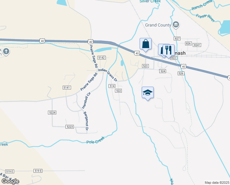 map of restaurants, bars, coffee shops, grocery stores, and more near 1002 County Road 522 in Tabernash
