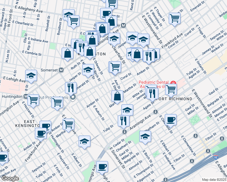 map of restaurants, bars, coffee shops, grocery stores, and more near 2056 Bellmore Street in Philadelphia