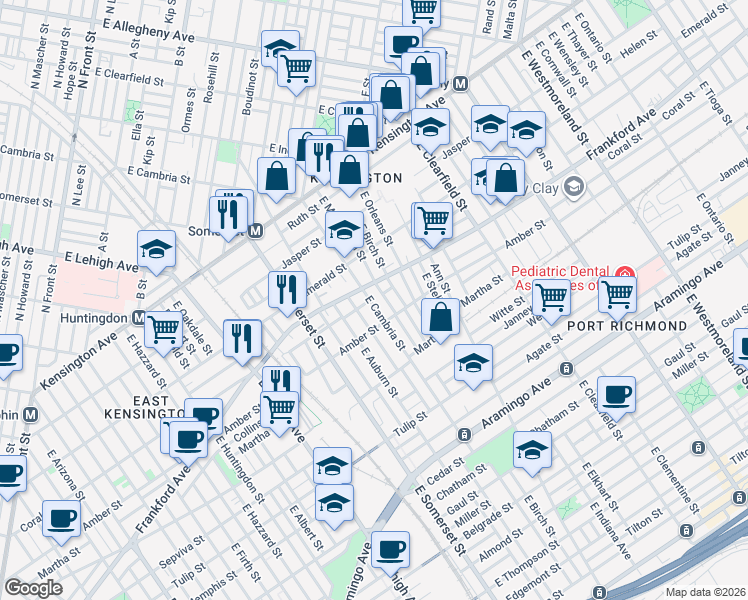 map of restaurants, bars, coffee shops, grocery stores, and more near 2927 Frankford Avenue in Philadelphia
